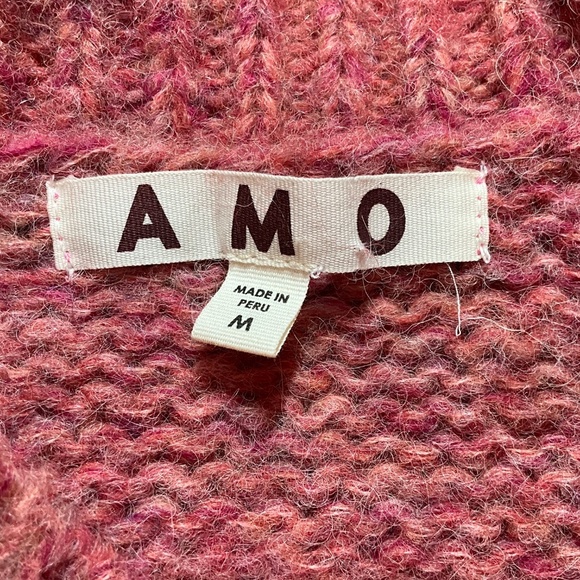 AMO Baby Alpaca Merino Wool Blend ‘JANE” Raglan Crochet Pullover Sweater M NWT - Picture 5 of 12